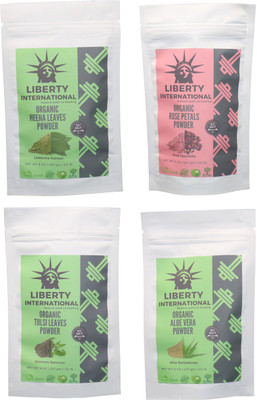 

LIBERTY INTERNATIONAL Heena & Rose & Tulsi & Aloevera Powder ( 227 Gm Each ) For Face , Hair & Skin Care Certified C18(Set of 4)