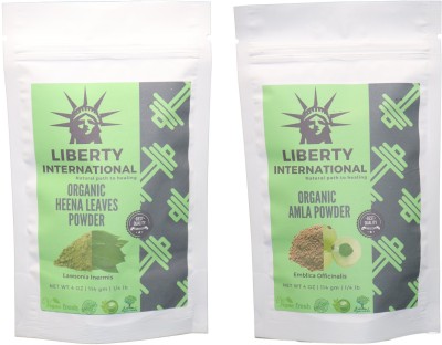 

LIBERTY INTERNATIONAL Heena & Amla Powder ( 114 Gm Each ) For Face , Hair & Skin Care Certified C18(Set of 2)