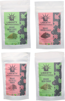 

LIBERTY INTERNATIONAL Heena & Hibiscus & Rose & Neem Powder ( 227 Gm Each ) For Face , Hair & Skin Care Certified C18(Set of 4)