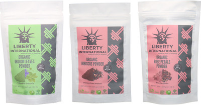 

LIBERTY INTERNATIONAL Indigo & Hibiscus & Rose Powder ( 227 Gm Each ) For Face , Hair & Skin Care Certified C18(Set of 3)