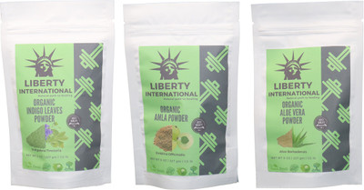 

LIBERTY INTERNATIONAL Indigo & Amla & Aloevera Powder ( 227 Gm Each ) For Face , Hair & Skin Care Certified C18(Set of 3)