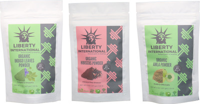 

LIBERTY INTERNATIONAL Indigo & Hibiscus & Amla Powder ( 227 Gm Each ) For Face , Hair & Skin Care Certified C18(Set of 3)