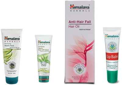 

Himalaya neem face pack, neem peel of mask, lip balm, anti hair fall oil(Set of 4)