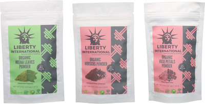 

LIBERTY INTERNATIONAL Heena & Hibiscus & Rose Powder ( 227 Gm Each ) For Face , Hair & Skin Care Certified C18(Set of 3)