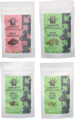 

LIBERTY INTERNATIONAL Hibiscus & Neem & Tulsi & Aloevera Powder ( 227 Gm Each ) For Face , Hair & Skin Care Certified C18(Set of 4)