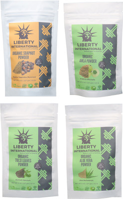

LIBERTY INTERNATIONAL Soapnut & Amla & Tulsi & Aloevera Powder ( 227 Gm Each ) For Face , Hair & Skin Care Certified C18(Set of 4)