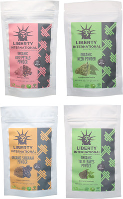

LIBERTY INTERNATIONAL Rose & Neem & Shikakai & Tulsi Powder ( 227 Gm Each ) For Face , Hair & Skin Care Certified C18(Set of 4)