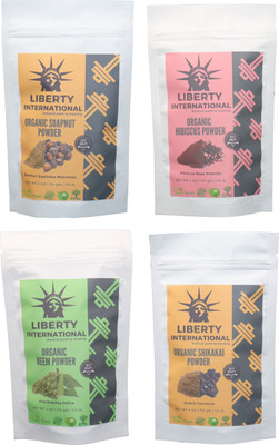 

LIBERTY INTERNATIONAL Soapnut & Hibiscus & Neem & Shikakai Powder ( 114 Gm Each ) For Face , Hair & Skin Care Certified C18(Set of 4)