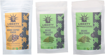 

LIBERTY INTERNATIONAL Soapnut & Heena & Neem Powder ( 227 Gm Each ) For Face , Hair & Skin Care Certified C18(Set of 3)