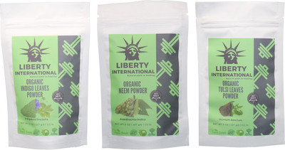 

LIBERTY INTERNATIONAL Indigo & Neem & Tulsi Powder ( 227 Gm Each ) For Face , Hair & Skin Care Certified C18(Set of 3)