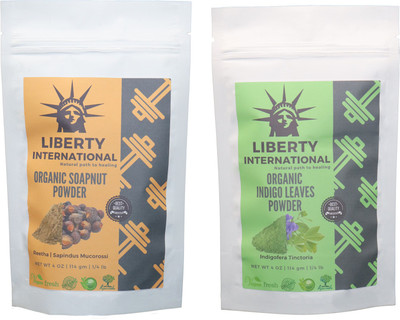 

LIBERTY INTERNATIONAL Soapnut & Indigo Powder ( 114 Gm Each ) For Face , Hair & Skin Care Certified C18(Set of 2)