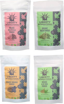 

LIBERTY INTERNATIONAL Rose & Neem & Shikakai & Aloevera Powder ( 227 Gm Each ) For Face , Hair & Skin Care Certified C18(Set of 4)
