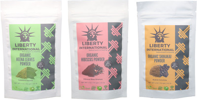 

LIBERTY INTERNATIONAL Heena & Hibiscus & Shikakai Powder ( 114 Gm Each ) For Face , Hair & Skin Care Certified C18(Set of 3)