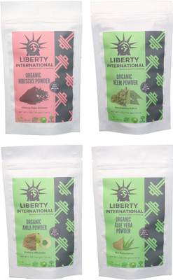 

LIBERTY INTERNATIONAL Hibiscus & Neem & Amla & Aloevera Powder ( 114 Gm Each ) For Face , Hair & Skin Care Certified C18(Set of 4)