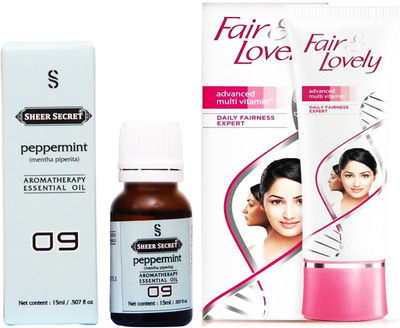

Sheer Secret Peppermint Essential Oil 15 ml and Fair & Lovely Advance Multi Vitamin Cream 80 Grams(Set of 2)