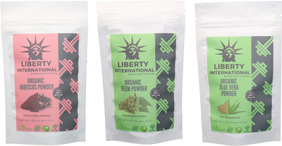 

LIBERTY INTERNATIONAL Hibiscus & Neem & Aloevera Powder ( 114 Gm Each ) For Face , Hair & Skin Care Certified C18(Set of 3)