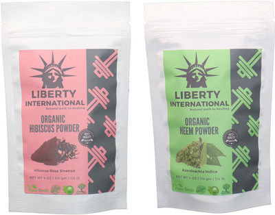

LIBERTY INTERNATIONAL Hibiscus & Neem Powder ( 114 Gm Each ) For Face , Hair & Skin Care Certified C18(Set of 2)