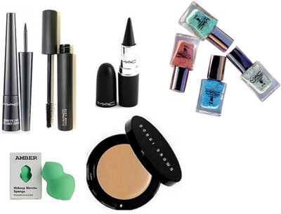 

Amber Sponge puff & Zoom Lash Eyeliner+Mascara & Stick Kajal & Nail Paint (Pack Of 4) & Concealer(Set of 8)