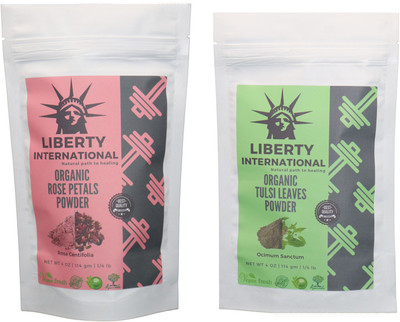 

LIBERTY INTERNATIONAL Rose & Tulsi Powder ( 114 Gm Each ) For Face , Hair & Skin Care Certified C18(Set of 2)