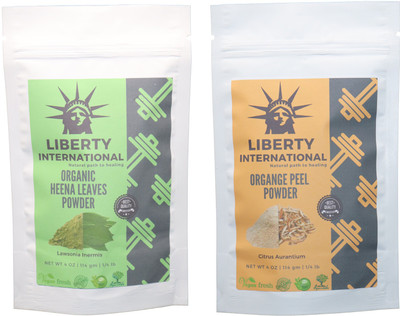 

LIBERTY INTERNATIONAL Heena & Orange Powder ( 114 Gm Each ) For Face , Hair & Skin Care Certified C18(Set of 2)