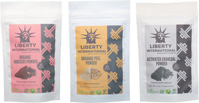 

LIBERTY INTERNATIONAL Hibiscus & Orange & Charcoal Powder ( 114 Gm Each ) For Face , Hair & Skin Care Certified C18(Set of 3)