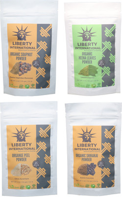 

LIBERTY INTERNATIONAL Soapnut & Heena & Orange & Shikakai Powder ( 114 Gm Each ) For Face , Hair & Skin Care Certified C9 456 g(Set of 4)