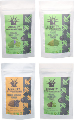 

LIBERTY INTERNATIONAL Indigo & Heena & Shikakai & Tulsi Powder ( 114 Gm Each ) For Face , Hair & Skin Care Certified C18(Set of 4)