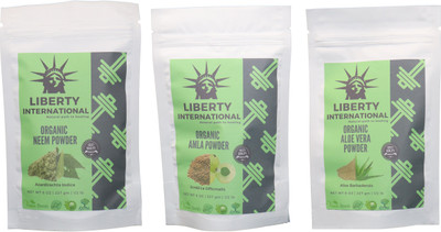 

LIBERTY INTERNATIONAL Neem & Amla & Aloevera Powder ( 227 Gm Each ) For Face , Hair & Skin Care Certified C18(Set of 3)