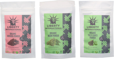 

LIBERTY INTERNATIONAL Hibiscus & Neem & Tulsi Powder ( 227 Gm Each ) For Face , Hair & Skin Care Certified C18(Set of 3)