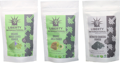 

LIBERTY INTERNATIONAL Indigo & Amla & Charcoal Powder ( 227 Gm Each ) For Face , Hair & Skin Care Certified C18(Set of 3)