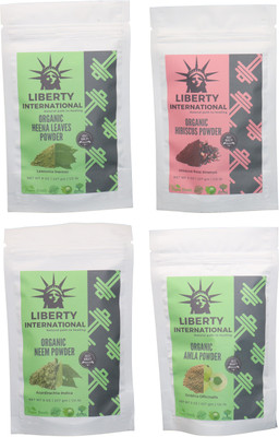 

LIBERTY INTERNATIONAL Heena & Hibiscus & Neem & Amla Powder ( 227 Gm Each ) For Face , Hair & Skin Care Certified C18(Set of 4)