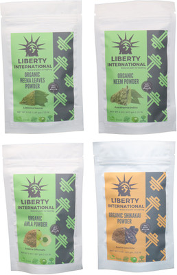 

LIBERTY INTERNATIONAL Heena & Neem & Amla & Shikakai Powder ( 227 Gm Each ) For Face , Hair & Skin Care Certified C18(Set of 4)
