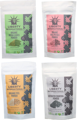 

LIBERTY INTERNATIONAL Heena & Rose & Orange & Charcoal Powder ( 227 Gm Each ) For Face , Hair & Skin Care(Set of 4)