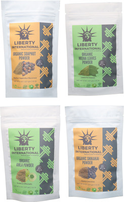 

LIBERTY INTERNATIONAL Soapnut & Heena & Amla & Shikakai Powder ( 227 Gm Each ) For Face , Hair & Skin Care Certified C18(Set of 4)