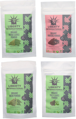 

LIBERTY INTERNATIONAL Heena & Hibiscus & Neem & Tulsi Powder ( 227 Gm Each ) For Face , Hair & Skin Care Certified C18(Set of 4)