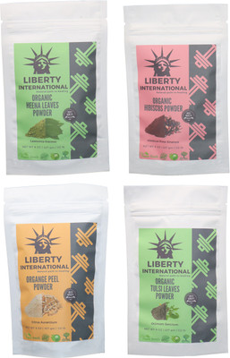 

LIBERTY INTERNATIONAL Heena & Hibiscus & Orange & Tulsi Powder ( 227 Gm Each ) For Face , Hair & Skin Care Certified C9 912 g(Set of 4)