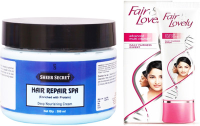 

Sheer Secret Hair Repair Spa 300ml and Fair & Lovely Advance Multi Vitamin Cream 80 Grams(Set of 2)