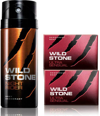 

Wild Stone Night Rider Deodorant and 2 Ultra Sensual 125gm Soap(Set of 3)
