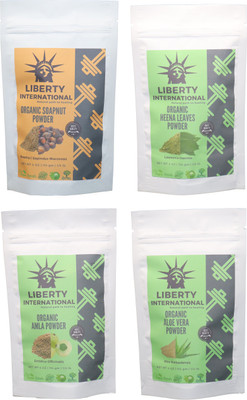 

LIBERTY INTERNATIONAL Soapnut & Heena & Amla & Aloevera Powder ( 114 Gm Each ) For Face , Hair & Skin Care Certified C18(Set of 4)