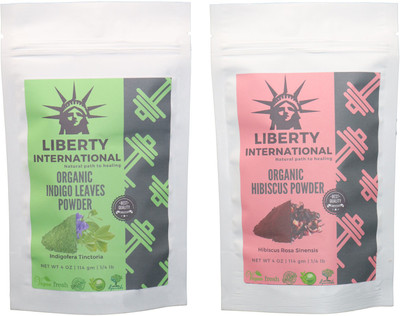 

LIBERTY INTERNATIONAL Indigo & Hibiscus Powder ( 114 Gm Each ) For Face , Hair & Skin Care Certified C18(Set of 2)