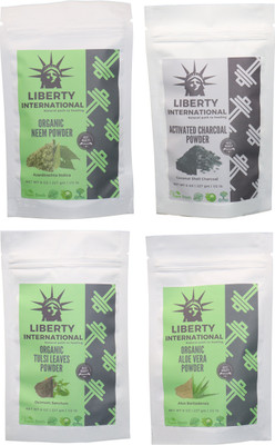 

LIBERTY INTERNATIONAL Neem & Charcoal & Tulsi & Aloevera Powder ( 227 Gm Each ) For Face , Hair & Skin Care Certified C18(Set of 4)