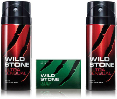 

Wild Stone 2 Ultra Sensual Deodorant and 125gm Forest Spice Soap(Set of 3)