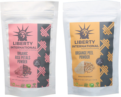 

LIBERTY INTERNATIONAL Rose & Orange Powder ( 227 Gm Each ) For Face , Hair & Skin Care Certified C18(Set of 2)