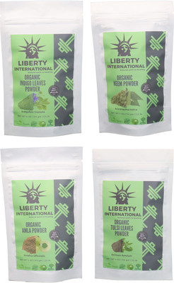 

LIBERTY INTERNATIONAL Indigo & Neem & Amla & Tulsi Powder ( 114 Gm Each ) For Face , Hair & Skin Care Certified C18(Set of 4)