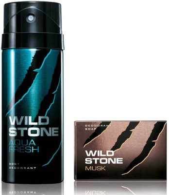 

Wild Stone Aqua Fresh Deodorant and 125gm Musk Soap(275 g, Pack of 2)
