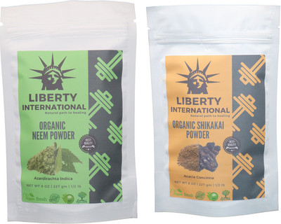 

LIBERTY INTERNATIONAL Neem & Shikakai Powder ( 227 Gm Each ) For Face , Hair & Skin Care Certified C18(Set of 2)