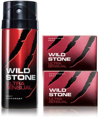

Wild Stone Ultra Sensual Deodorant and 2 Ultra Sensual 75gm Soap(Set of 3)