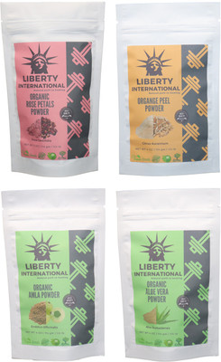 

LIBERTY INTERNATIONAL Rose & Orange & Amla & Aloevera Powder ( 114 Gm Each ) For Face , Hair & Skin Care Certified C18(Set of 4)