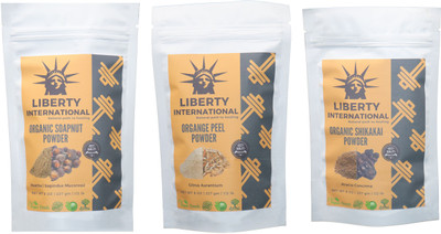 

LIBERTY INTERNATIONAL Soapnut & Orange & Shikakai Powder ( 227 Gm Each ) For Face , Hair & Skin Care Certified C18(Set of 3)