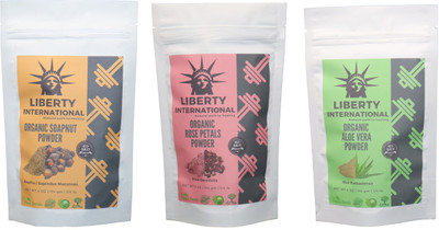 

LIBERTY INTERNATIONAL Soapnut & Rose & Aloevera Powder ( 114 Gm Each ) For Face , Hair & Skin Care Certified C18(Set of 3)